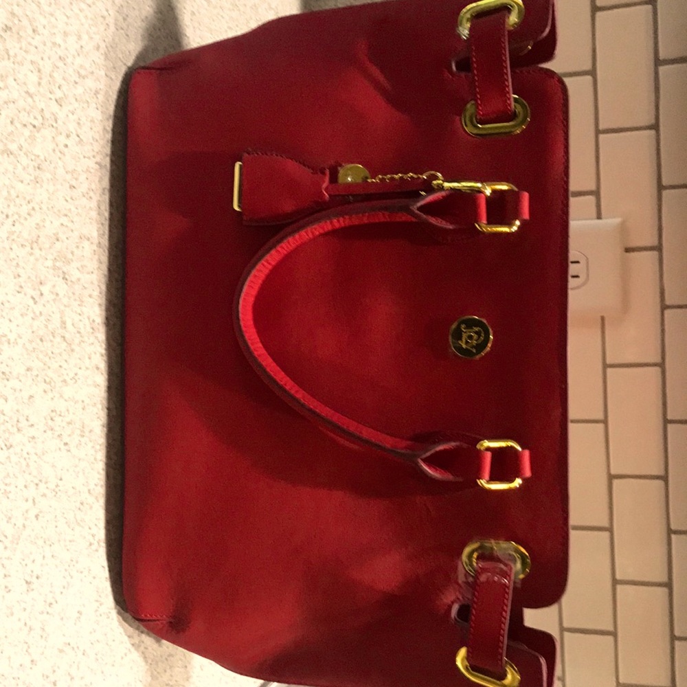 Joy Mangano Christie Collection red leather tote and satchel
